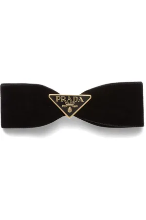 Prada Triangle-logo velvet hair clip