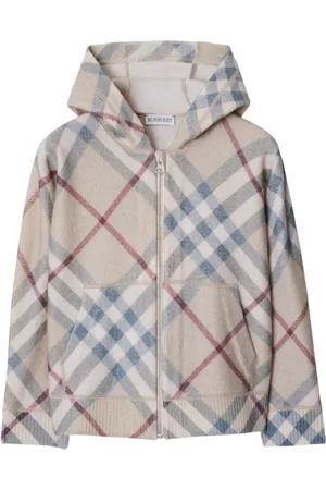 Burberry Check-pattern zip-up wool hoodie