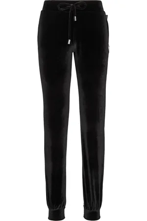 Philipp Plein Logo-embellished velvet track pants
