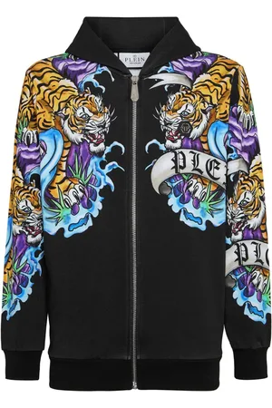 Philipp Plein Tattoo-print zip-up hoodie