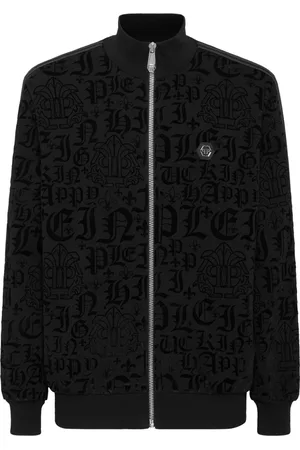 Philipp Plein Gothic-print side-stripe sport jacket