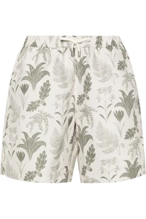 Sunspel Leaf-print swim shorts