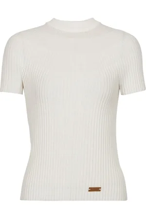Balmain Logo-plaque ribbed knit top