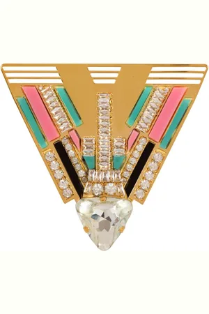 Balmain Art Deco crystal-embellished brooch