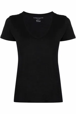 Majestic Scoop neck linen-blend T-shirt