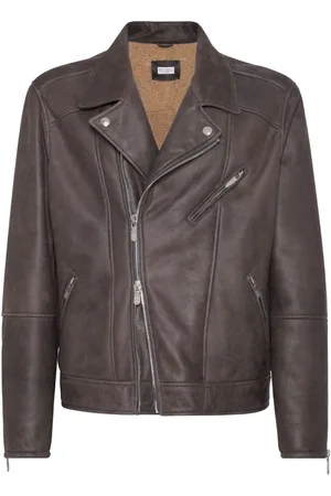 Brunello Cucinelli Shearling-lined leather jacket