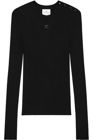 Courrèges Logo-embroidered ribbed jumper
