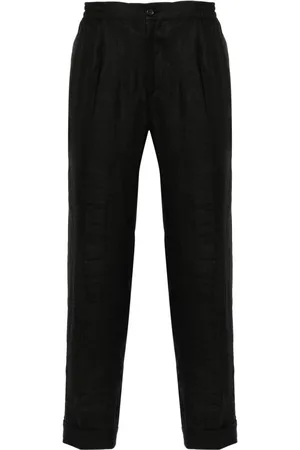 Kiton Pressed-crease linen trousers