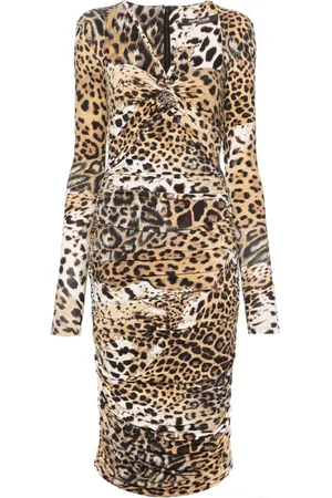 Roberto Cavalli Jaguar Skin-print ruched dress