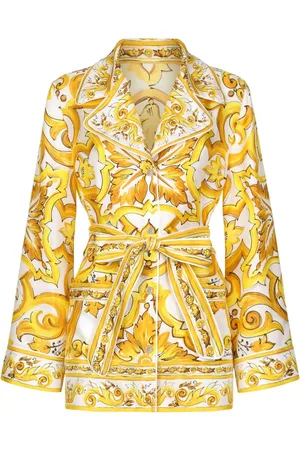 Dolce & Gabbana Majolica-print belted shirt