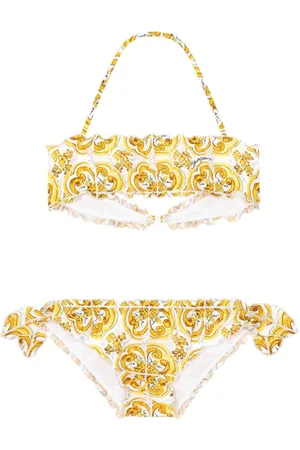 Dolce & Gabbana Majolica-print ruffled bikini set