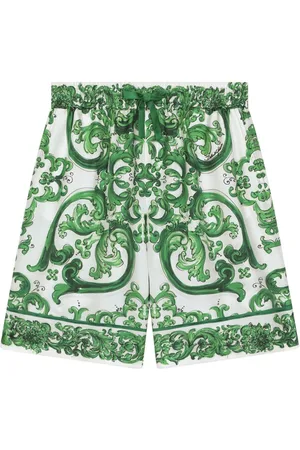 Dolce & Gabbana Majolica-print silk drawstring shorts