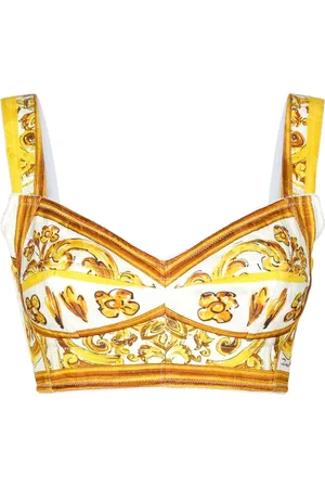 Dolce & Gabbana Majolica-print cotton crop top