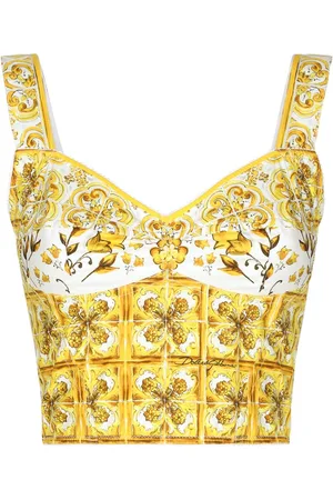 Dolce & Gabbana Majolica-print corset crop top
