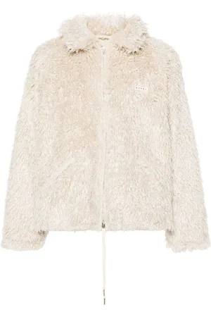 Marni Logo-patch faux-shearling jacket