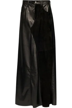 Maison Margiela 5-pockets panelled leather long skirt