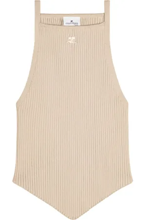 Courrèges Logo-embroidered ribbed top