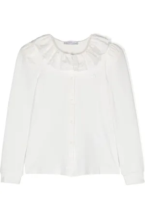 MONNALISA Rhinestone-monogram cotton blouse