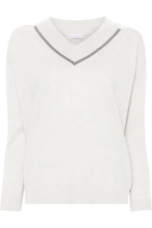 Brunello Cucinelli Monili-chain V-neck jumper