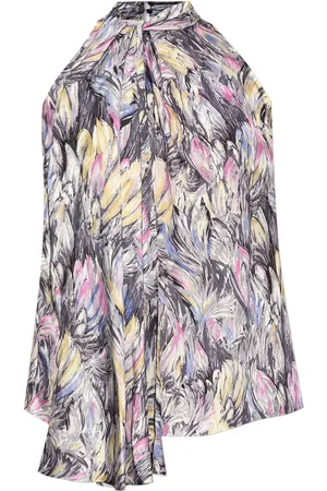 Balmain Abstract-print tie-neck blouse