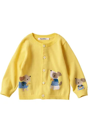 Familiar Patterned intarsia-knit cotton cardigan