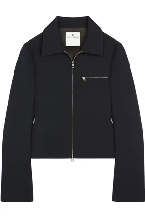 Courrèges Logo-embroidered zip-fastening twill jacket