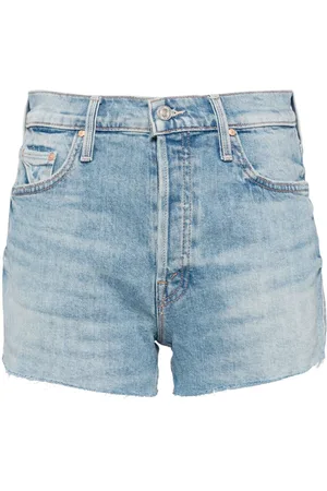 Mother Tomcat Kick raw-cut denim shorts