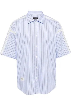 FIVE CM Embroidered-detail striped shirt
