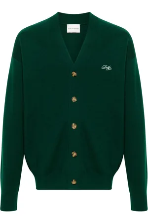 Drôle de Monsieur Embroidered-logo knitted cardigan
