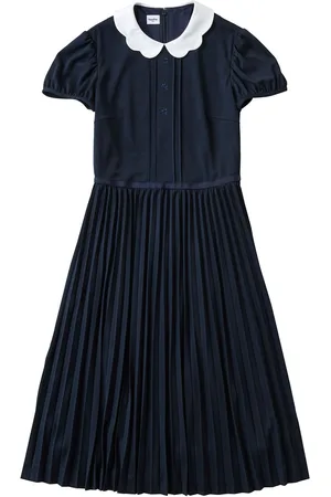 Familiar Pleated contrast-collar dress