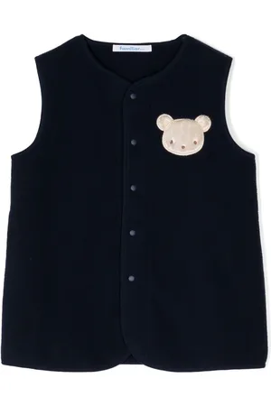 Familiar Bear-patch round-neck vest