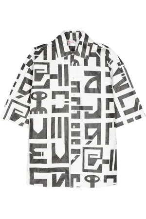 WALTER VAN BEIRENDONCK Logo-print crinkled shirt