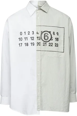 Maison Margiela Numbers-motif asymmetric cotton shirt