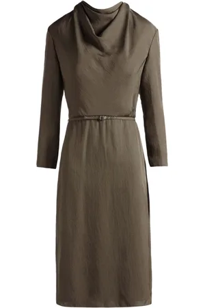 Bally Cowl-neck belted midi dress