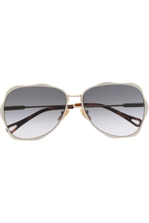 Chloé Logo-engraved pilot-frame sunglasses
