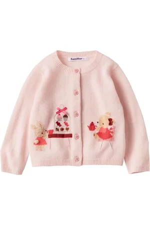 Familiar Intarsia-knit wool cardigan
