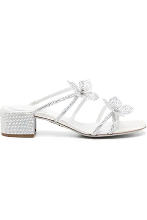 RENE CAOVILLA 40mm Cleo rhinestone floral-appliqu?? sandals
