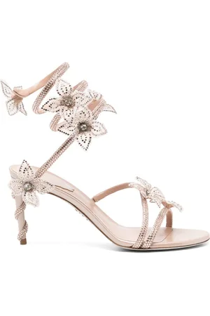 RENE CAOVILLA Margot floral-appliqu?? rhinestone sandals