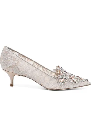 RENE CAOVILLA Cinderella crystal kitten-heel pumps
