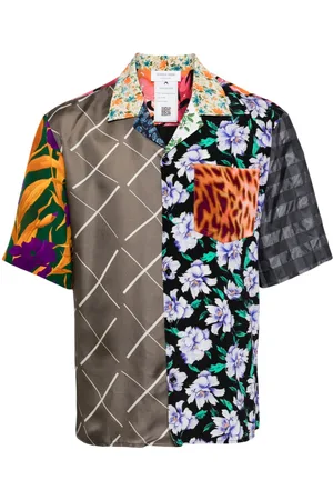 Marine Serre Regenerated colour-block silk shirt