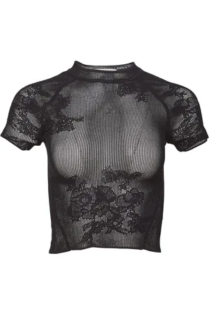FLEUR DU MAL Pointelle-knit lace T-shirt