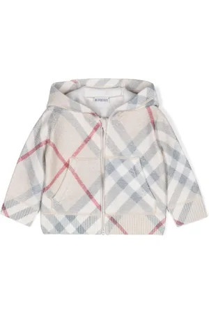 Burberry Check-pattern wool zip-up hoodie