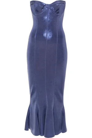 Norma Kamali Corset-style lam?? midi dress