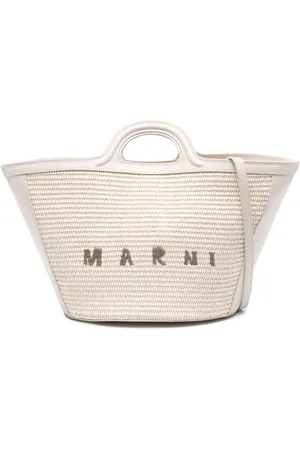 Marni Logo-embroidered interwoven tote bag