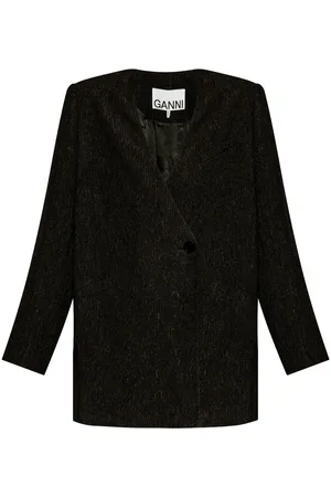 Ganni Textured collarless jacket