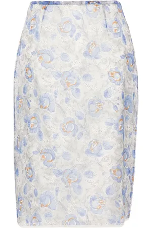 Prada Floral-print sheer pencil skirt