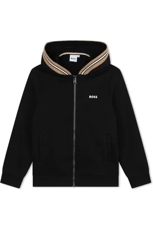 HUGO BOSS Stripe-detail zip-up hoodie
