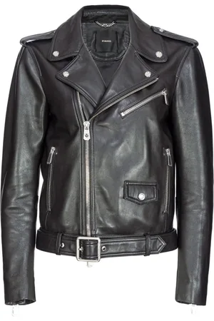 Pinko Belted leather biker jacket