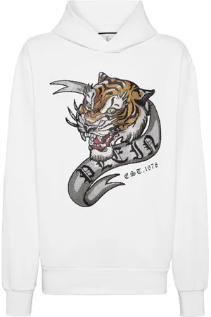 Philipp Plein Crystal-embellished tiger-print hoodie