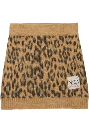 Nº21 Leopard-pattern knitted miniskirt